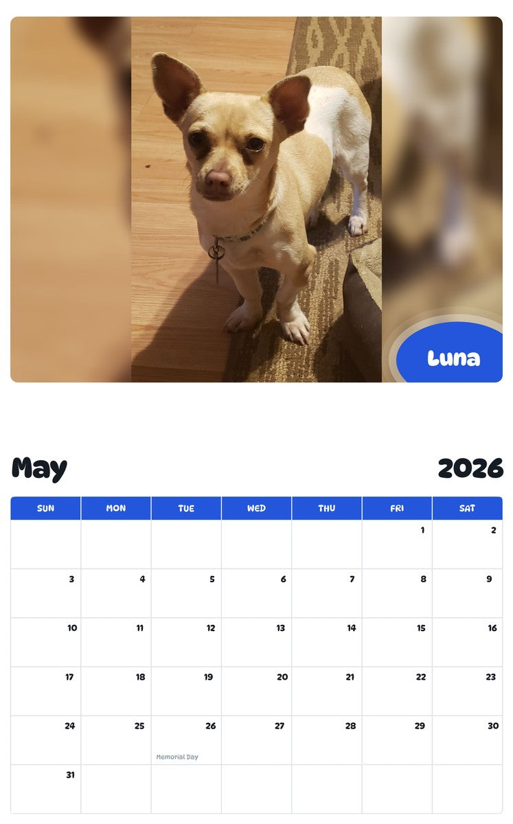 2026 - 2027 Luna - Pawidols Pet Calendar