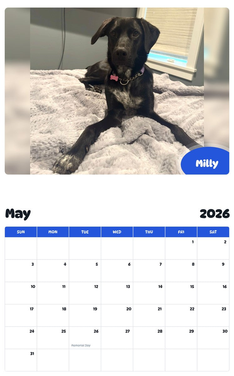 2026 - 2027 Milly - Pawidols Pet Calendar