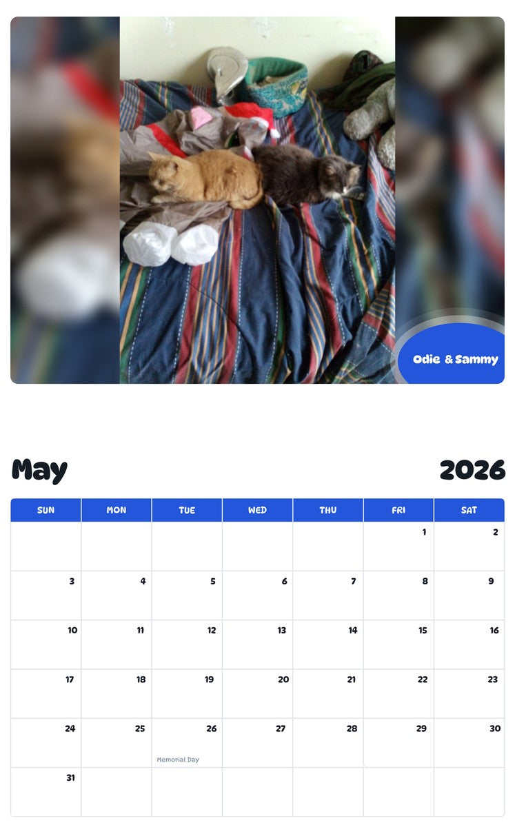 2026 - 2027 Odie  & Sammy - Pawidols Pet Calendar