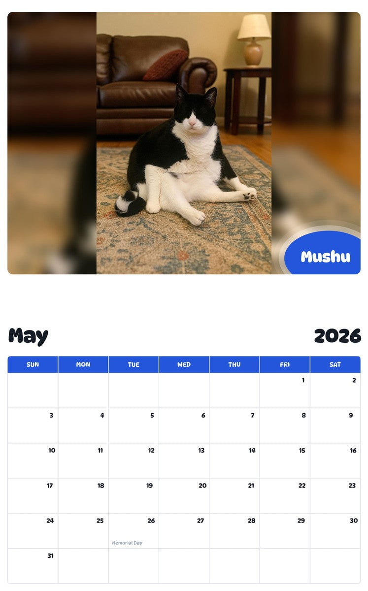 2026 - 2027 Mushu - Pawidols Pet Calendar