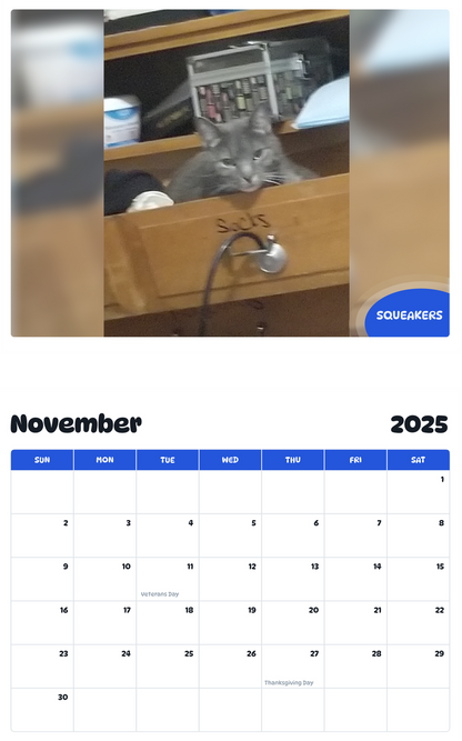 July 2025 - June 2026 Squeakers - Pawidols Pet Calendar