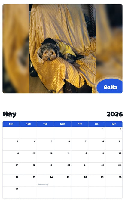 2026 - 2027 Bella - Pawidols Pet Calendar