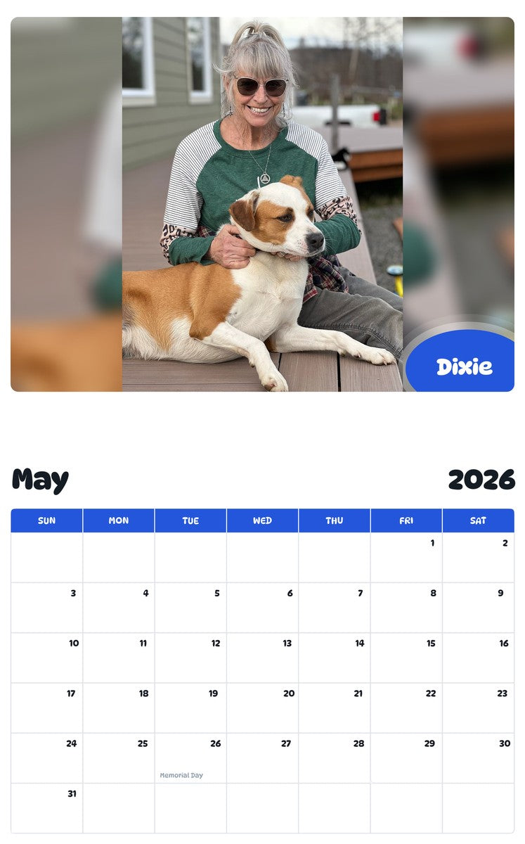 2026 - 2027 Dixie - Pawidols Pet Calendar