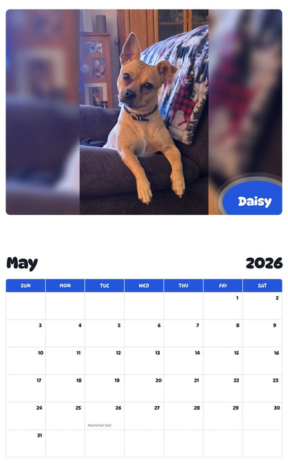 2026 - 2027 Daisy - Pawidols Pet Calendar