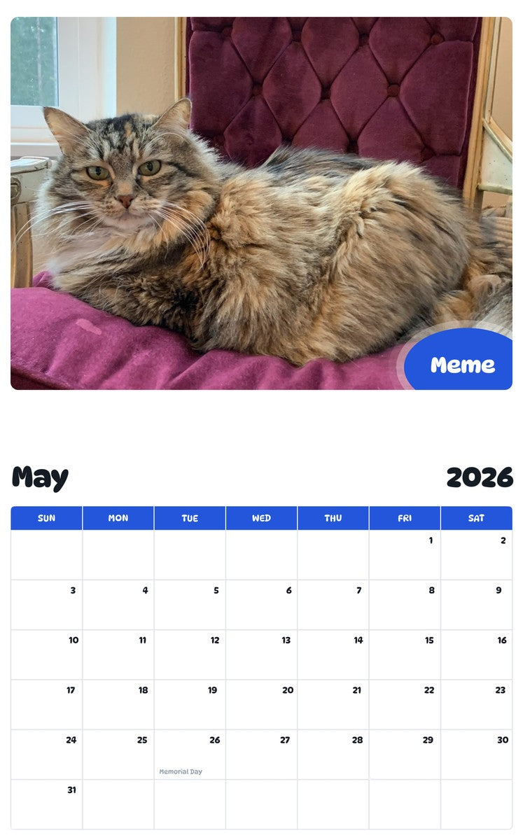 2026 - 2027 Meme - Pawidols Pet Calendar
