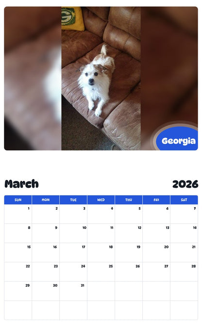 November 2025 - October 2026 Georgia - Pawidols Pet Calendar