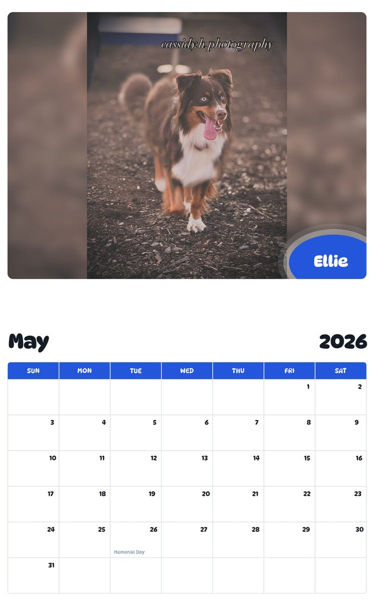 2026 - 2027 Ellie - Pawidols Pet Calendar