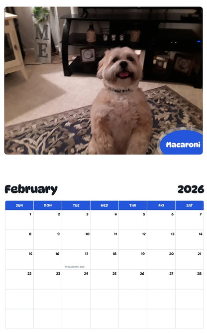 October 2025 - September 2026 Macaroni - Pawidols Pet Calendar