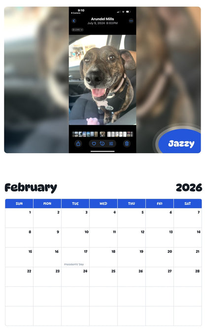 November 2025 - October 2026 Jazzy - Pawidols Pet Calendar