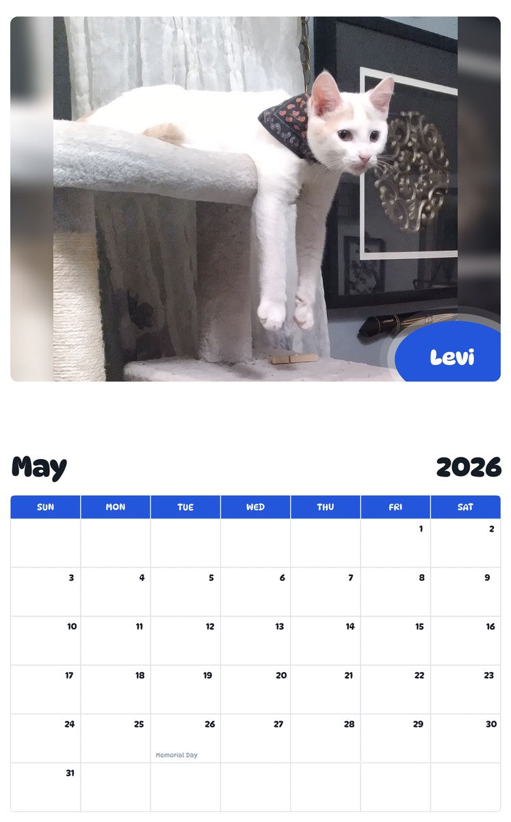2026 - 2027 Levi - Pawidols Pet Calendar