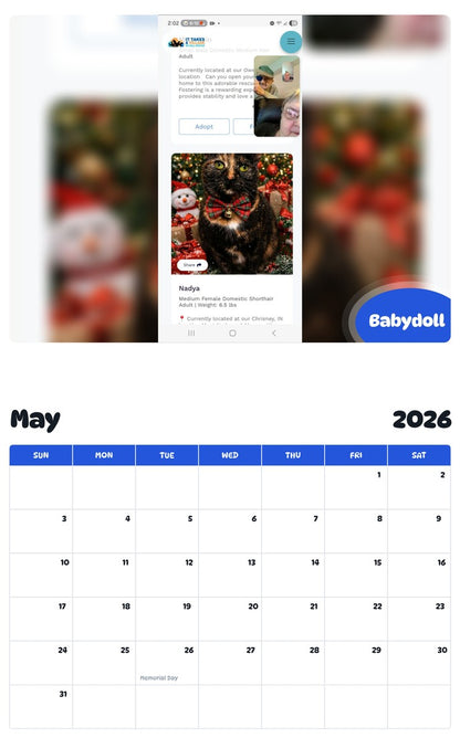 2026 - 2027 Babydoll - Pawidols Pet Calendar