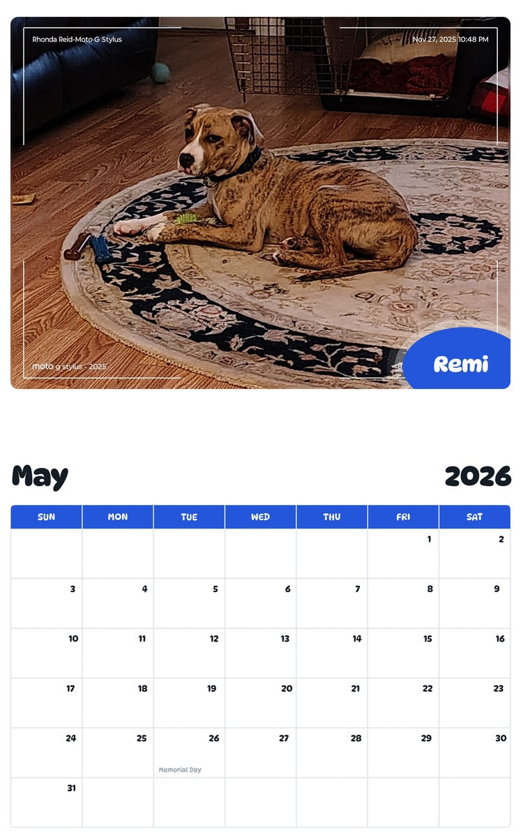 2026 - 2027 Remi - Pawidols Pet Calendar