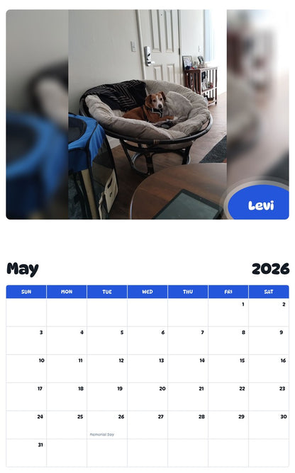 2026 - 2027 Levi - Pawidols Pet Calendar