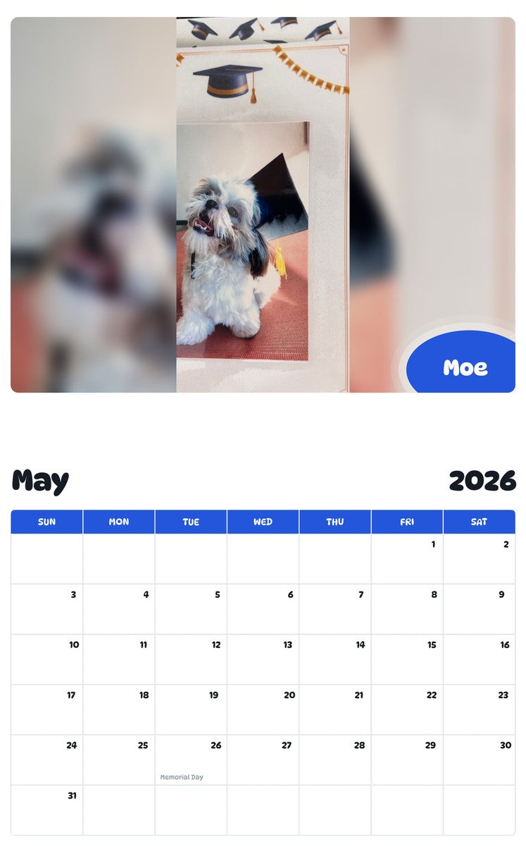 2026 - 2027 Moe - Pawidols Pet Calendar
