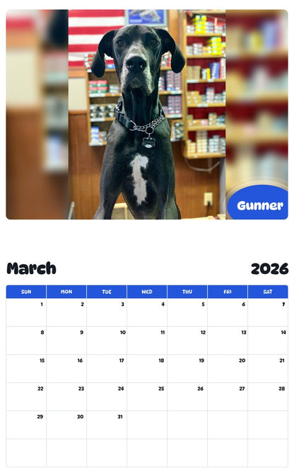 November 2025 - October 2026 Gunner - Pawidols Pet Calendar