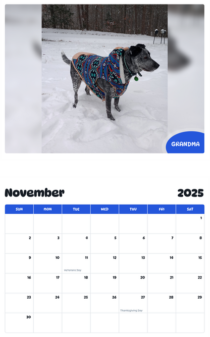 July 2025 - June 2026 Grandma - Pawidols Pet Calendar