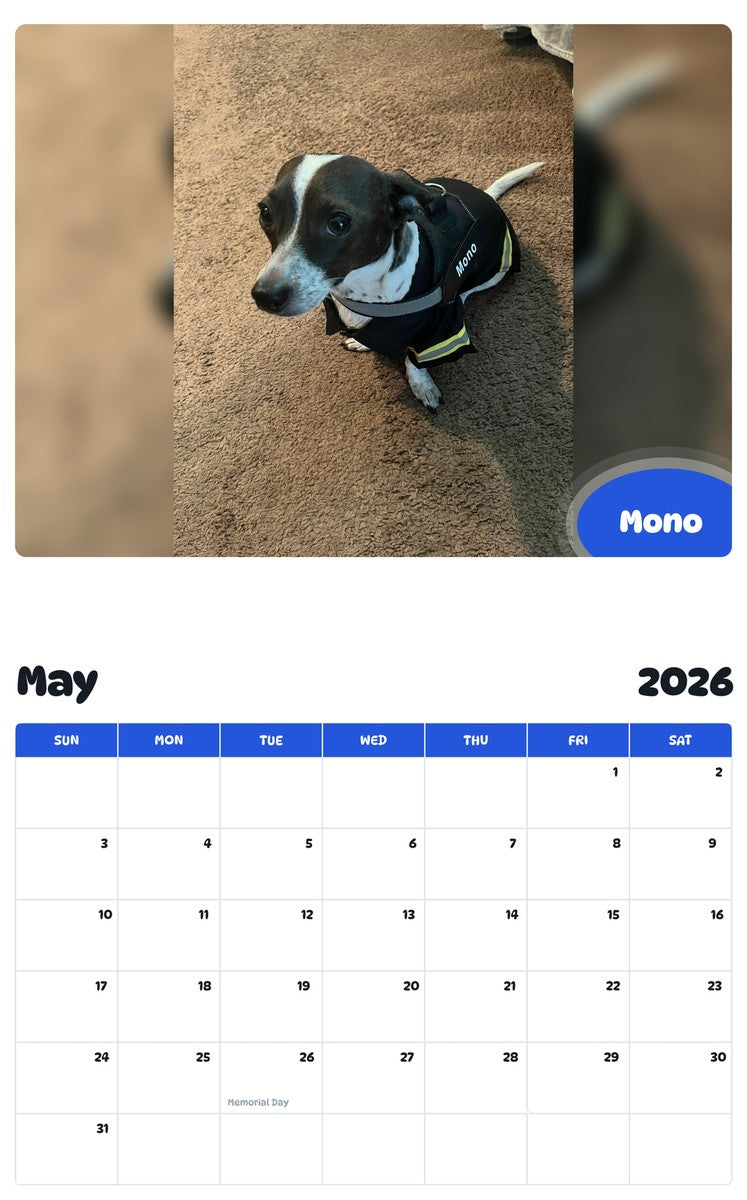 2026 - 2027 Mono - Pawidols Pet Calendar