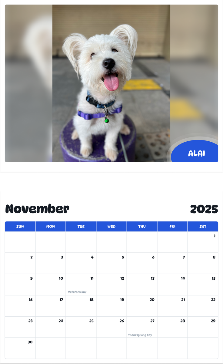July 2025 - June 2026 Alai - Pawidols Pet Calendar