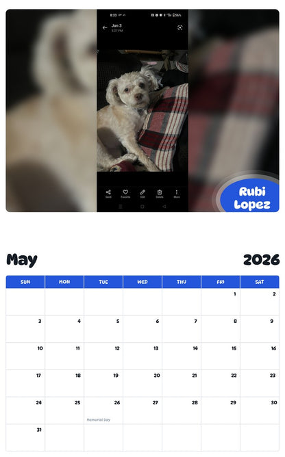 2026 - 2027 Rubi Lopez - Pawidols Pet Calendar