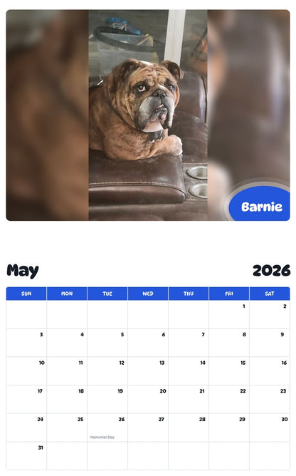 2026 - 2027 Barnie - Pawidols Pet Calendar