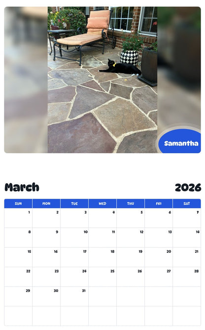 November 2025 - October 2026 Samantha - Pawidols Pet Calendar
