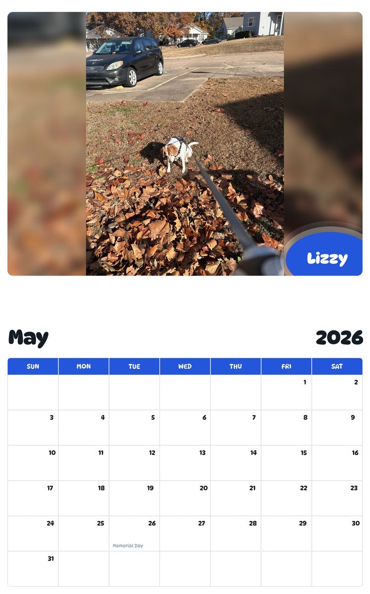 2026 - 2027 Lizzy - Pawidols Pet Calendar