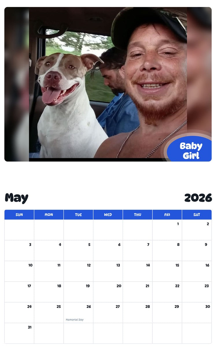 2026 - 2027 Baby Girl - Pawidols Pet Calendar