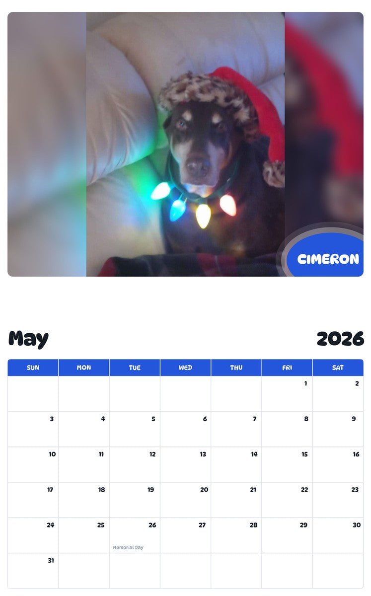 2026 - 2027 CIMERON - Pawidols Pet Calendar