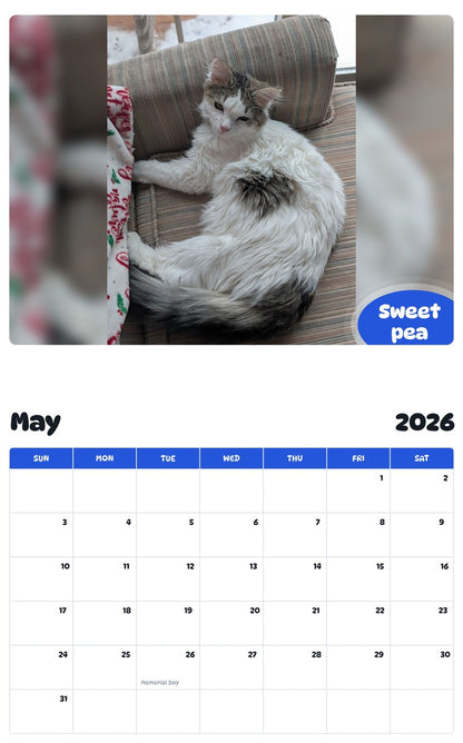 2026 - 2027 Sweet pea - Pawidols Pet Calendar