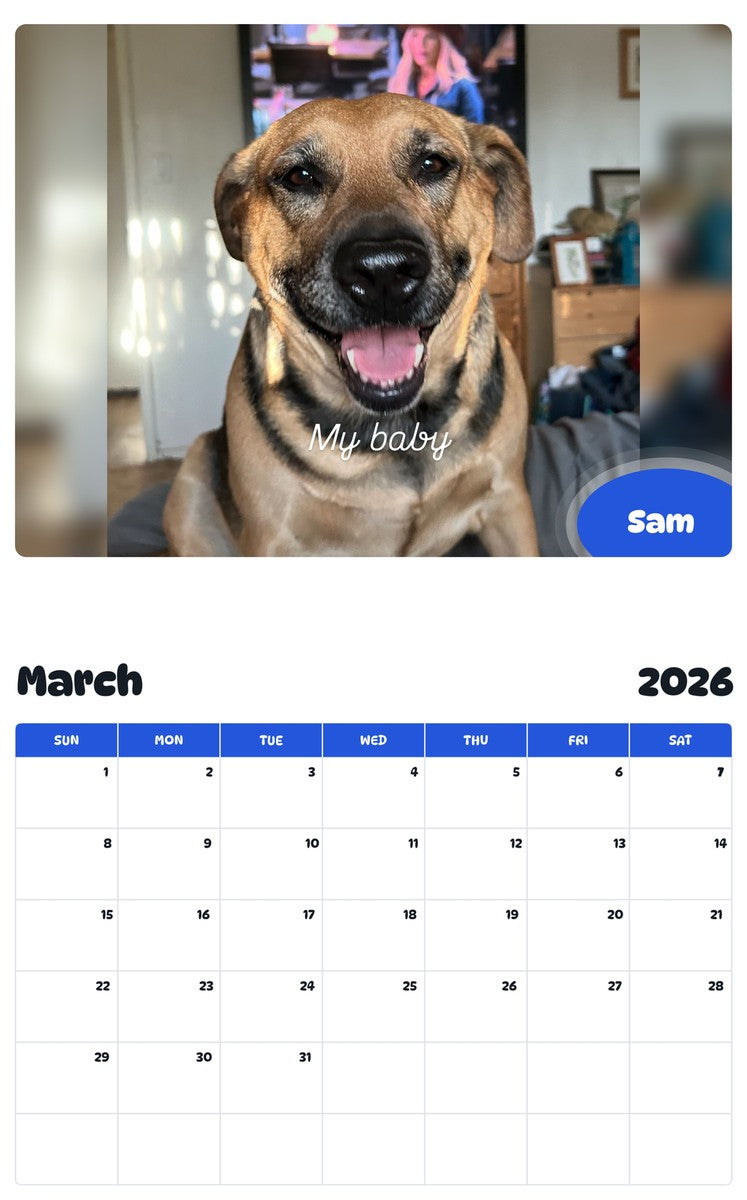 November 2025 - October 2026 Sam - Pawidols Pet Calendar