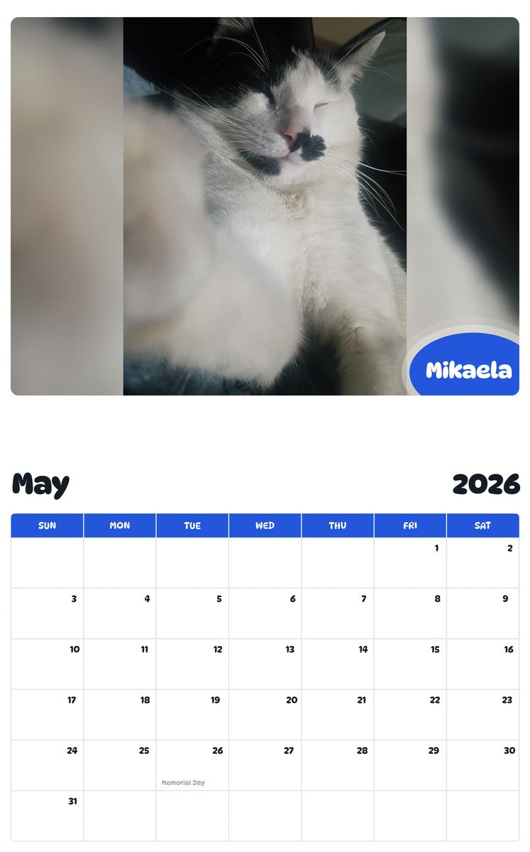 2026 - 2027 Mikaela - Pawidols Pet Calendar