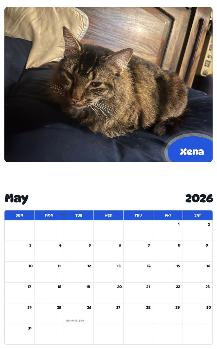 2026 - 2027 Xena - Pawidols Pet Calendar