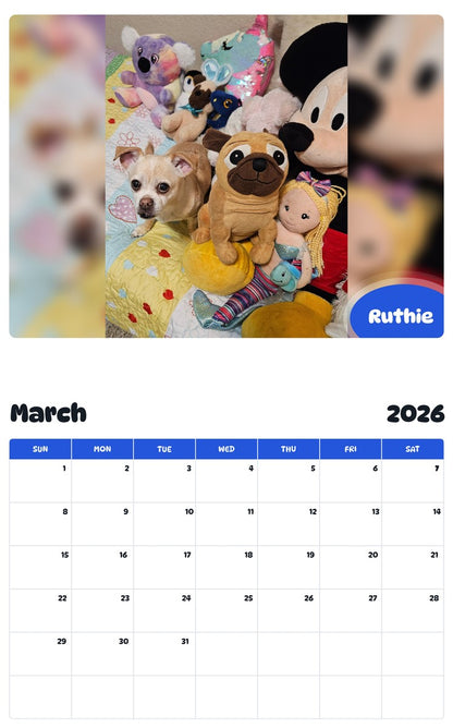November 2025 - October 2026 Ruthie - Pawidols Pet Calendar