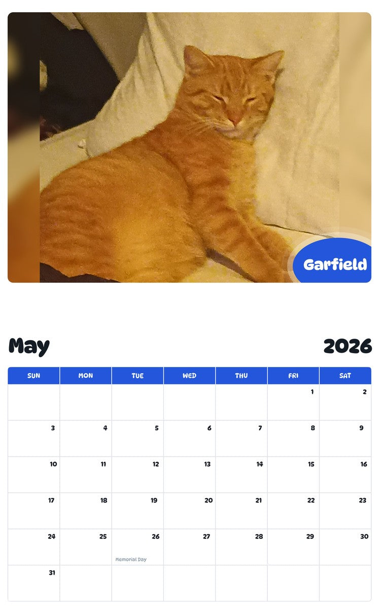 2026 - 2027 Garfield - Pawidols Pet Calendar