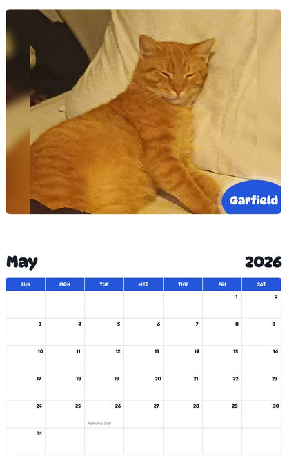 2026 - 2027 Garfield - Pawidols Pet Calendar