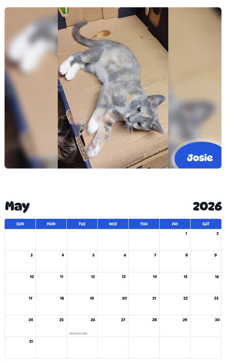 2026 - 2027 Josie - Pawidols Pet Calendar