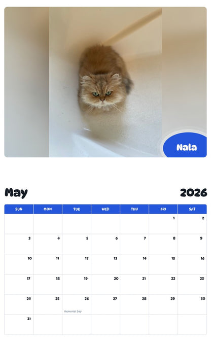 2026 - 2027 Nala - Pawidols Pet Calendar