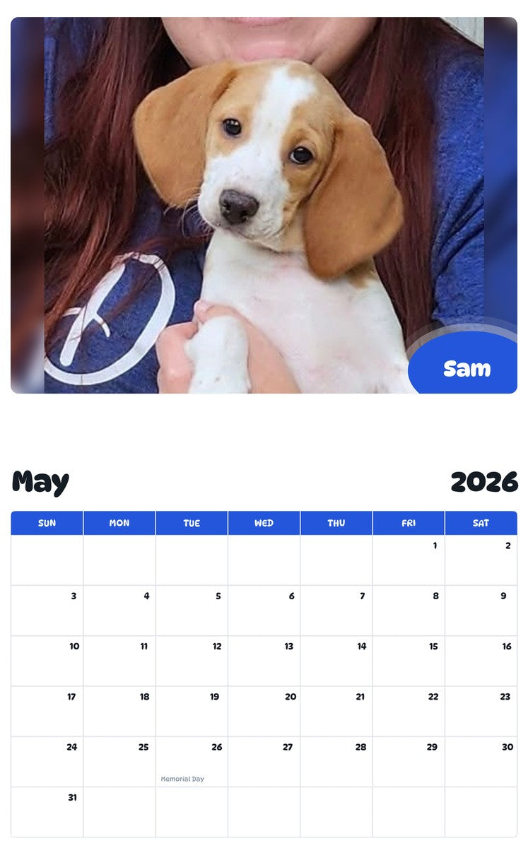 2026 - 2027 Sam - Pawidols Pet Calendar