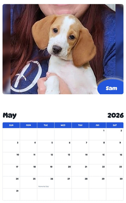 2026 - 2027 Sam - Pawidols Pet Calendar