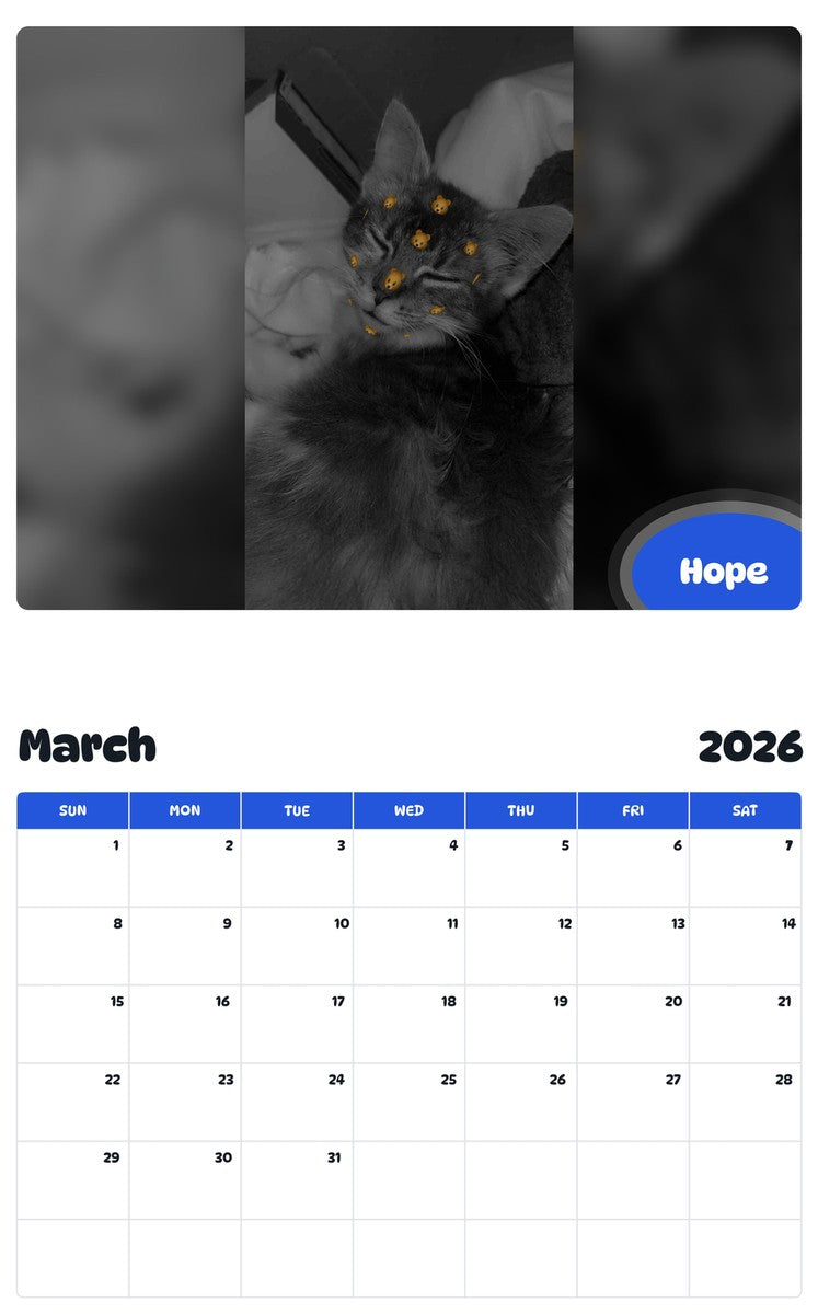 November 2025 - October 2026 Hope - Pawidols Pet Calendar