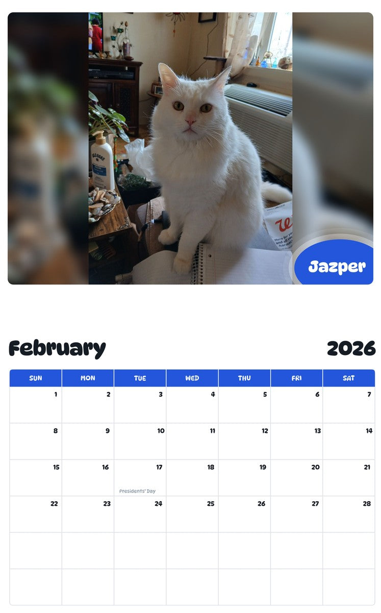 November 2025 - October 2026 Jazper - Pawidols Pet Calendar