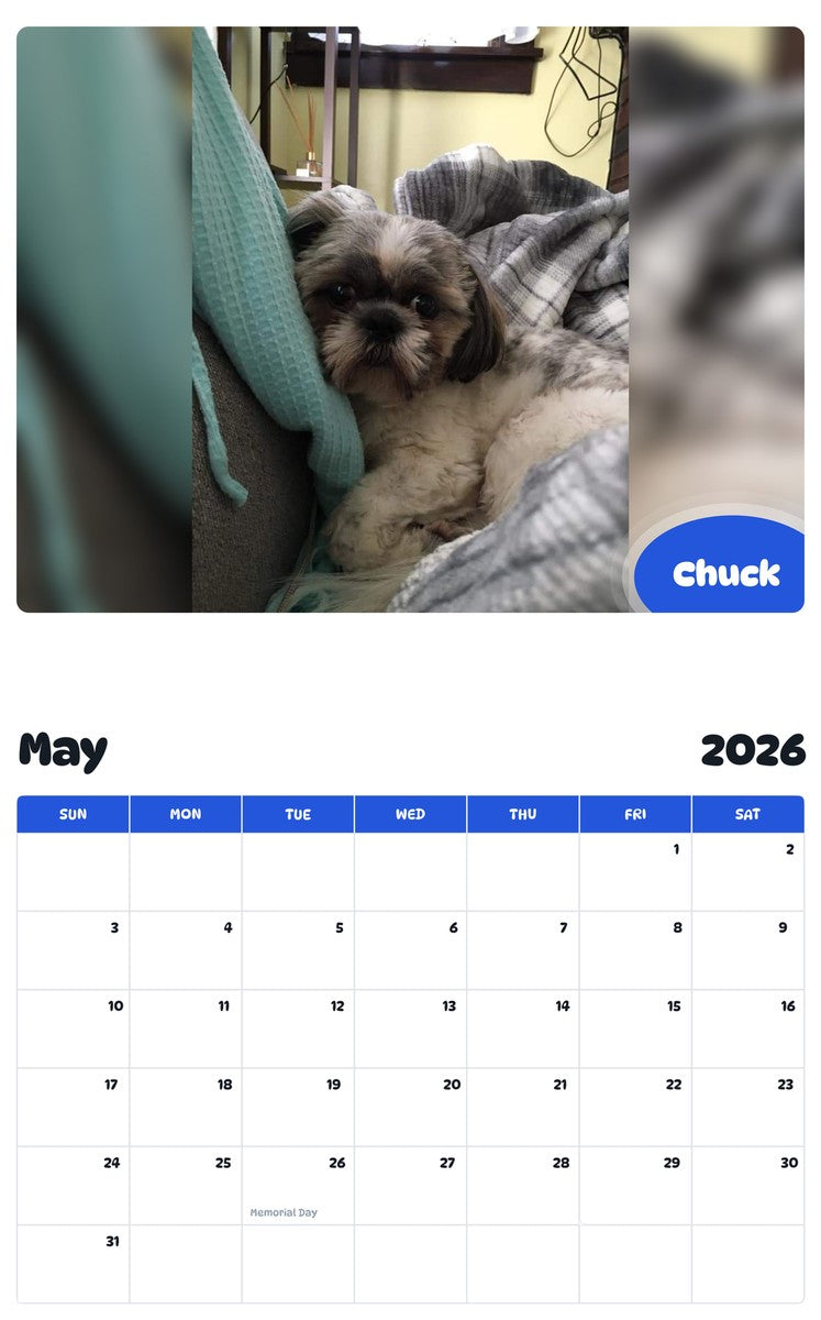 2026 - 2027 Chuck - Pawidols Pet Calendar