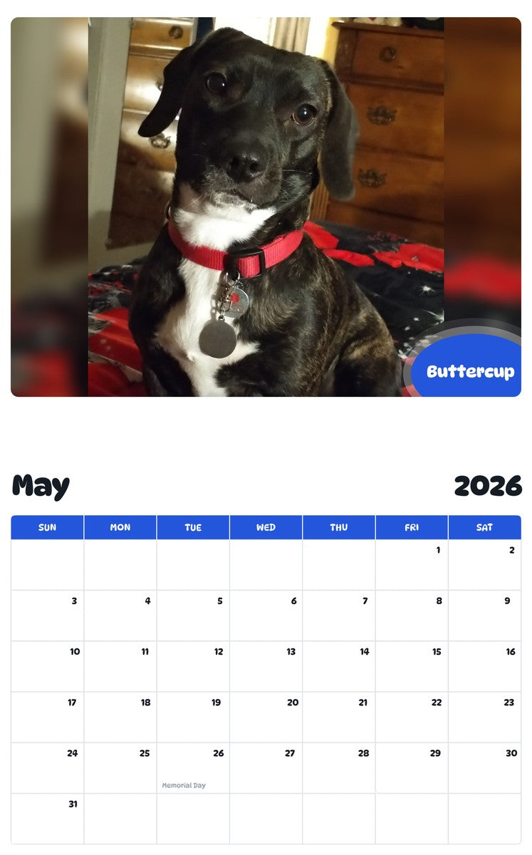 2026 - 2027 Buttercup - Pawidols Pet Calendar