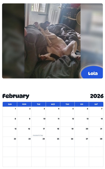 October 2025 - September 2026 Lola - Pawidols Pet Calendar