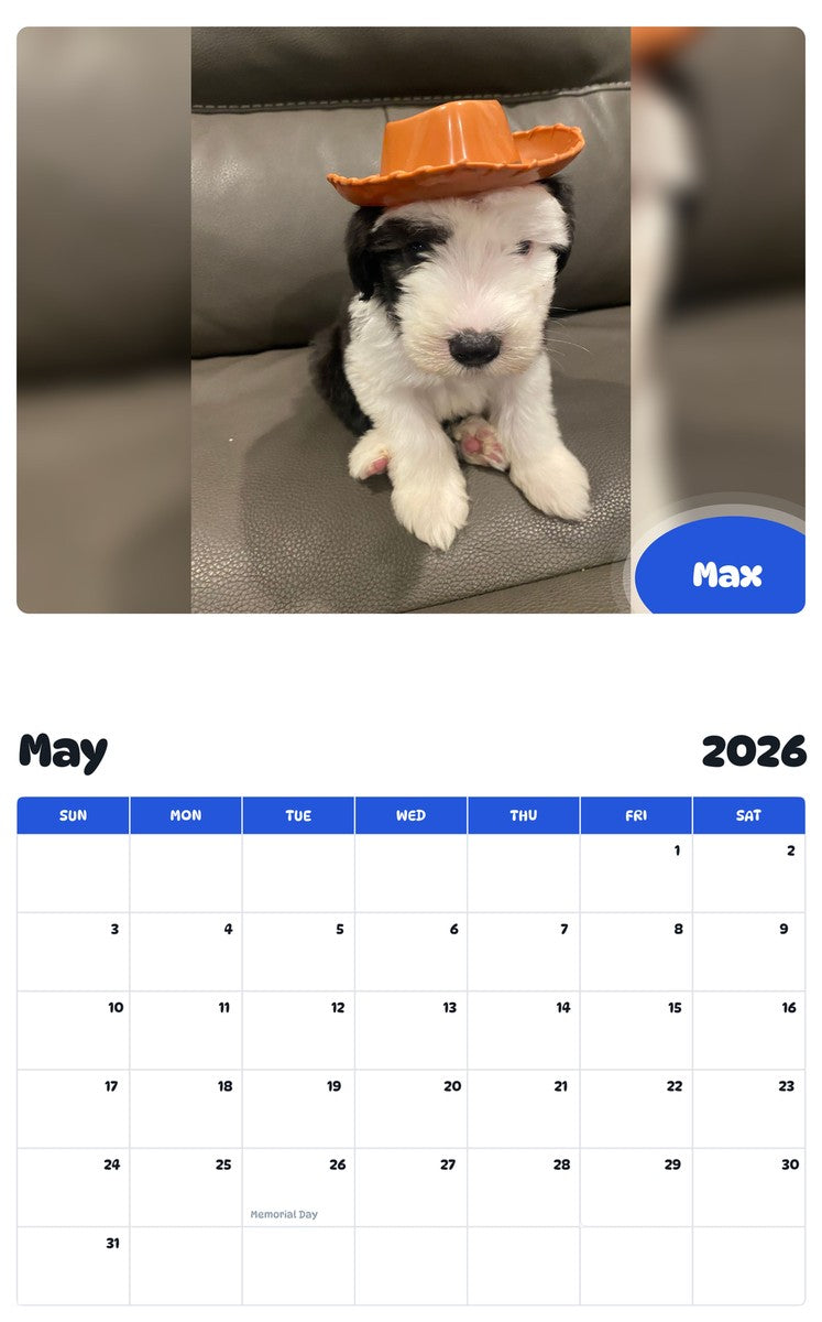 2026 - 2027 Max - Pawidols Pet Calendar