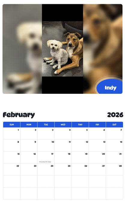 October 2025 - September 2026 Indy - Pawidols Pet Calendar