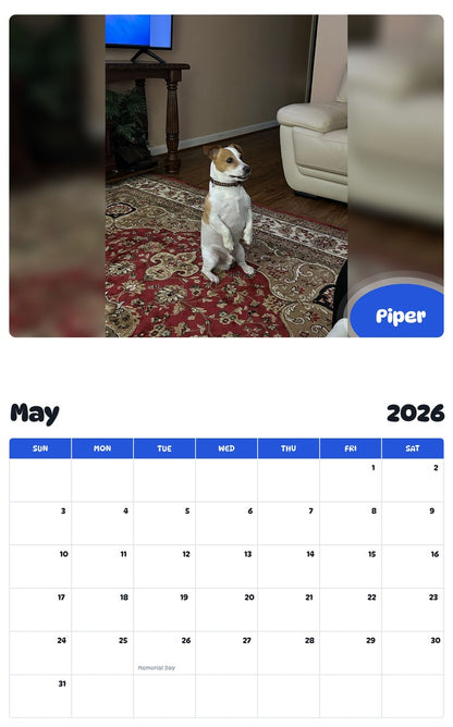 2026 - 2027 Piper - Pawidols Pet Calendar