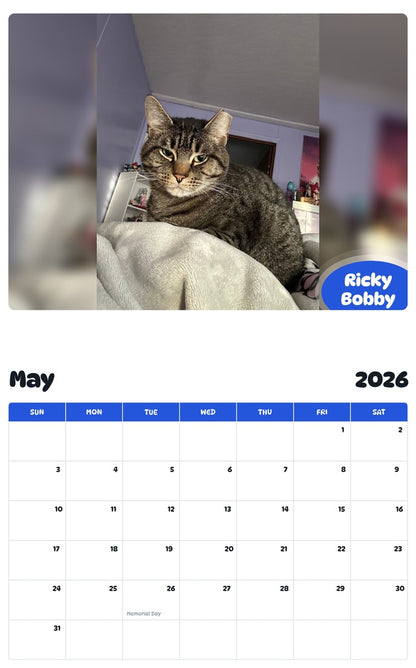 2026 - 2027 Ricky Bobby - Pawidols Pet Calendar