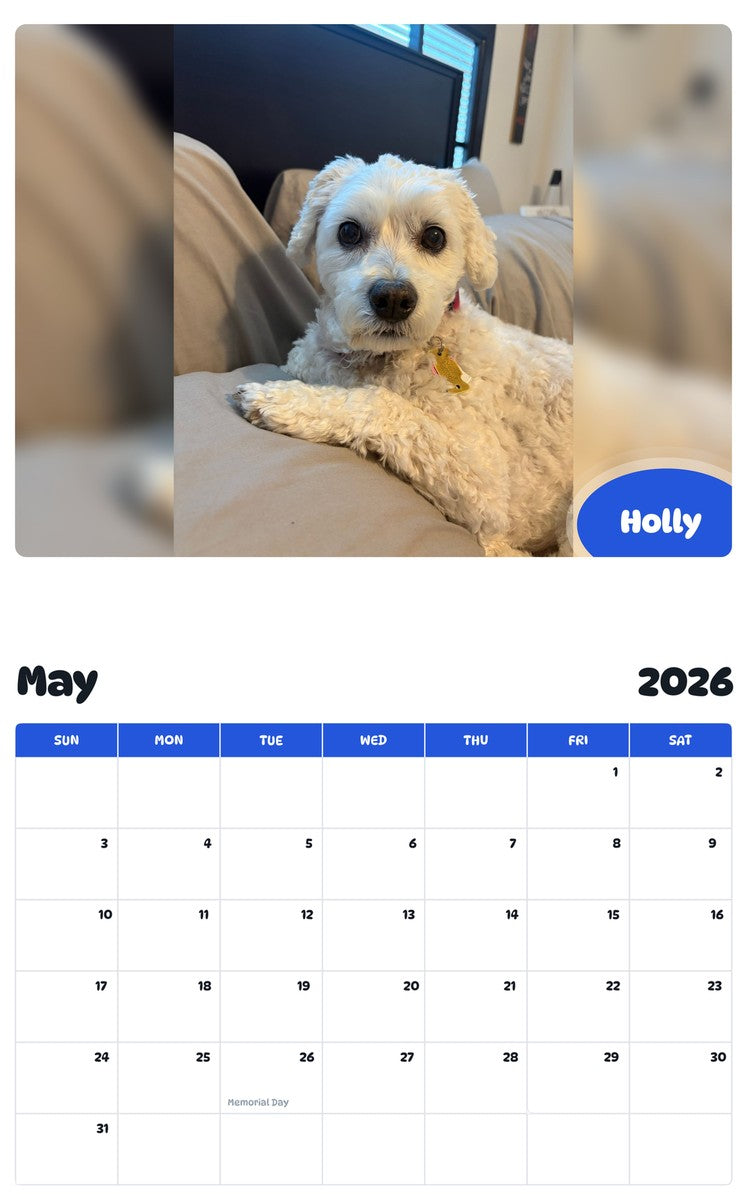 2026 - 2027 Holly - Pawidols Pet Calendar