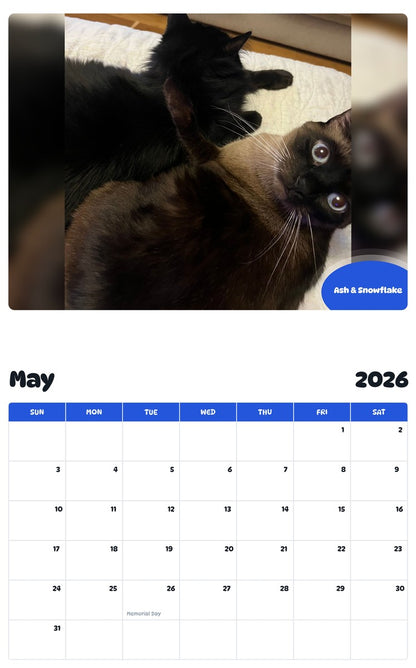 2026 - 2027 Ash & Snowflake - Pawidols Pet Calendar